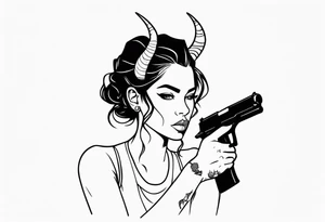 capricorn girl with gun tattoo idea