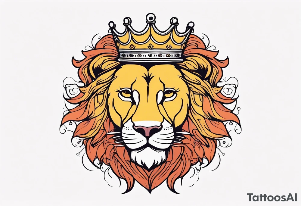 lion with crown on head


vintage tattoo style old school traditional bold color simple with flowers surrounded tattoo idea