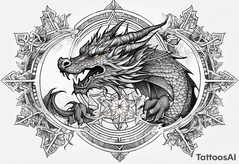 Constellation, dragon,snowflake tattoo idea