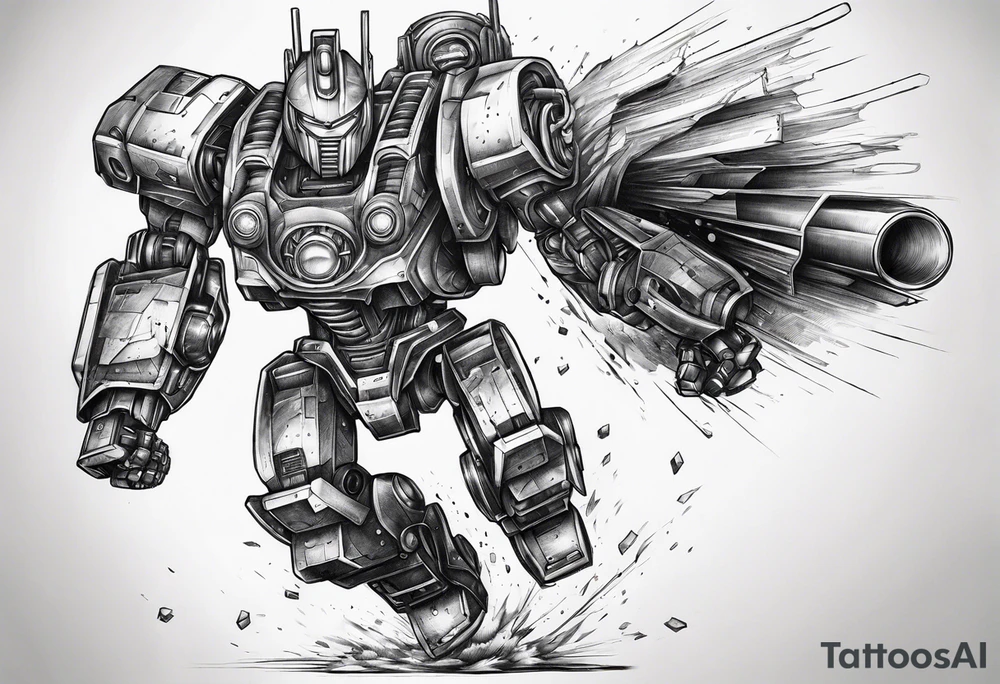 giant robot running tattoo idea