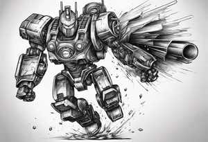 giant robot running tattoo idea