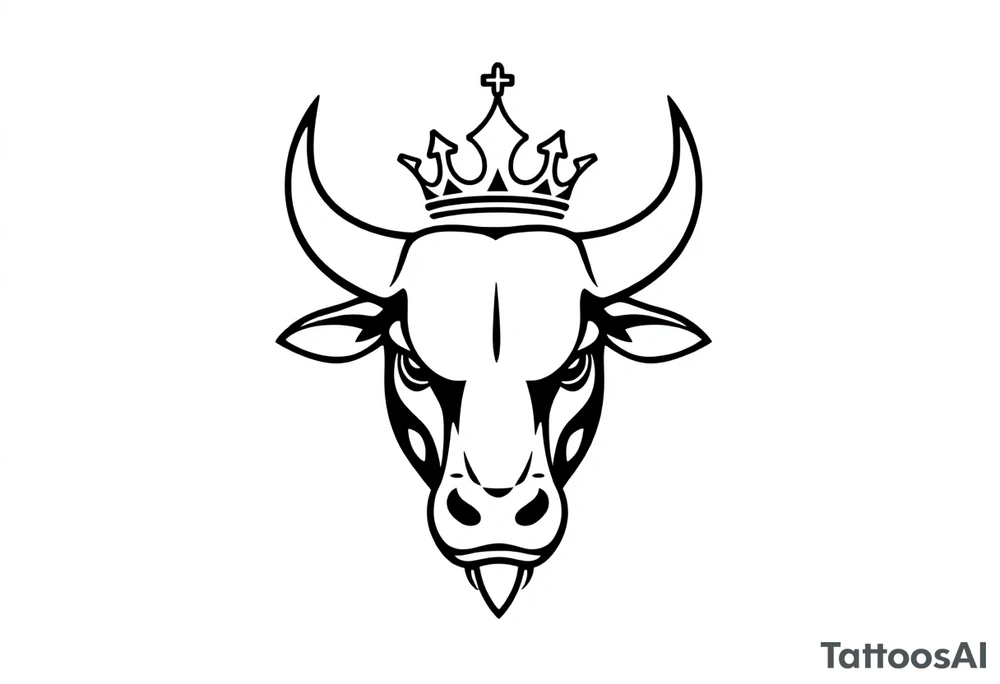 Bull symbol with crown tattoo idea