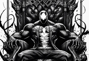 Venom on the symbiote throne with paint drip with Kobe’s black mamba symbol on the chest tattoo idea