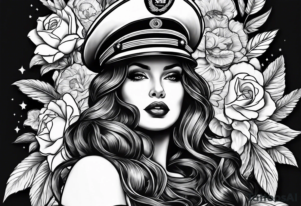Marine corps pinup sleeve tattoo idea