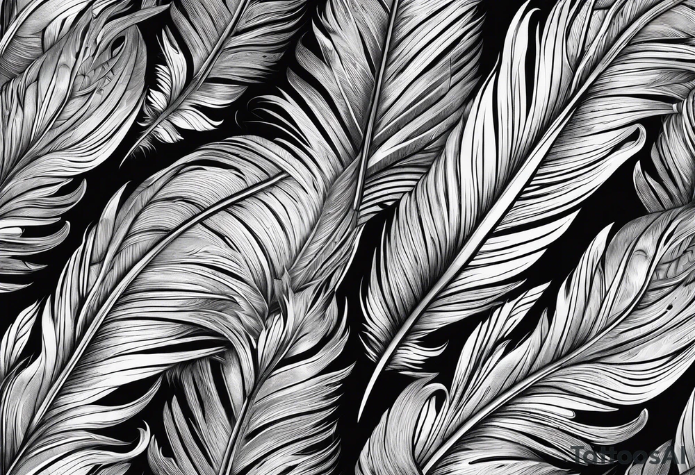 Folded feather tattoo idea