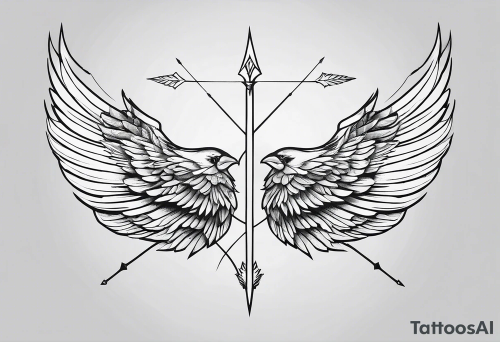 wings fine linework arrows tattoo idea