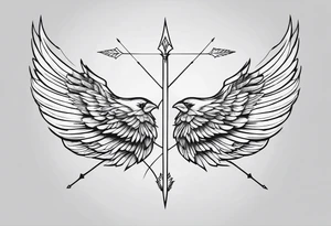 wings fine linework arrows tattoo idea