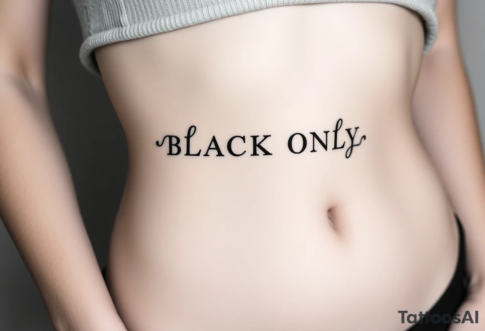 text reading "BLACK ONLY" across a womb tattoo tattoo idea