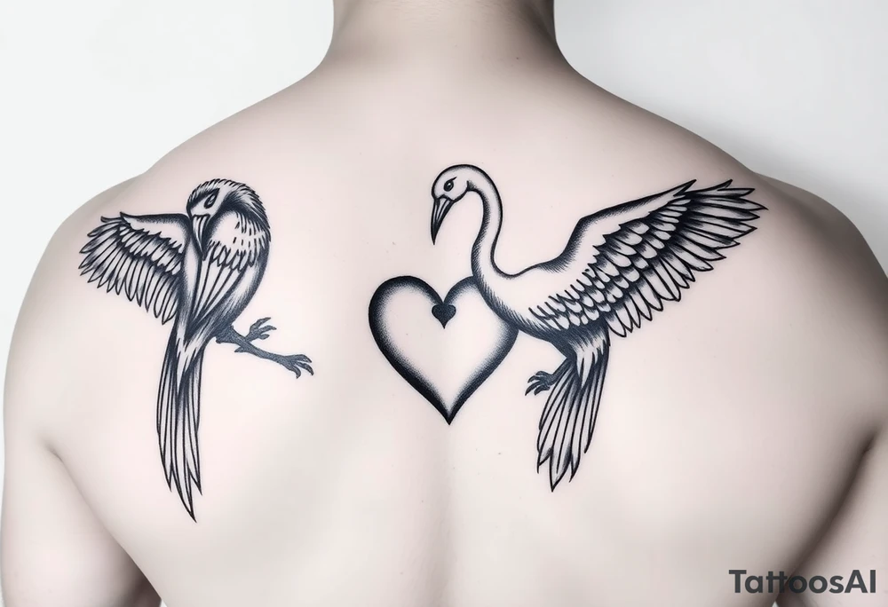 deux corbeau noir  l épée de damoclès un crane et un coeur sur avant bras tattoo idea