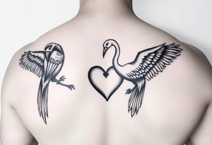 deux corbeau noir  l épée de damoclès un crane et un coeur sur avant bras tattoo idea