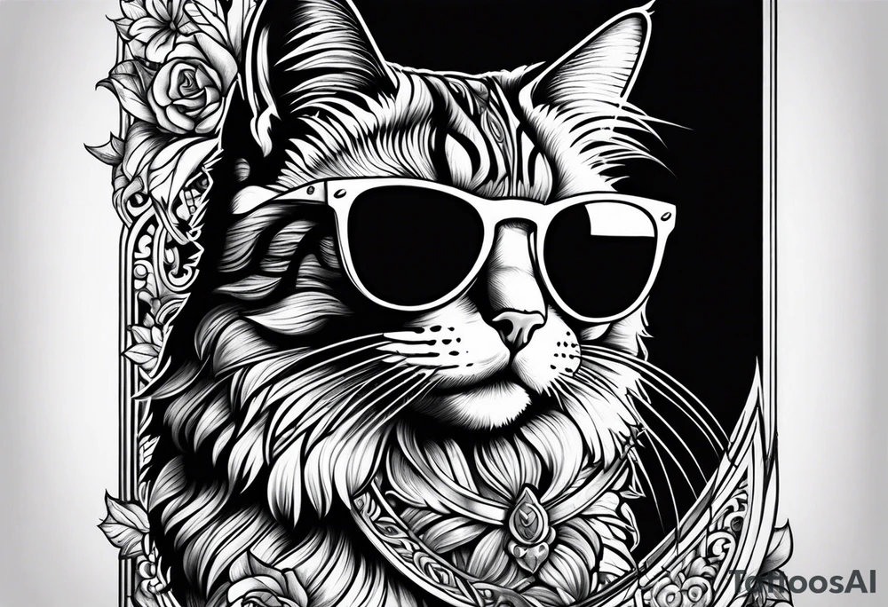 cat sunglasses tattoo idea