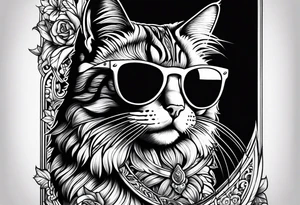 cat sunglasses tattoo idea