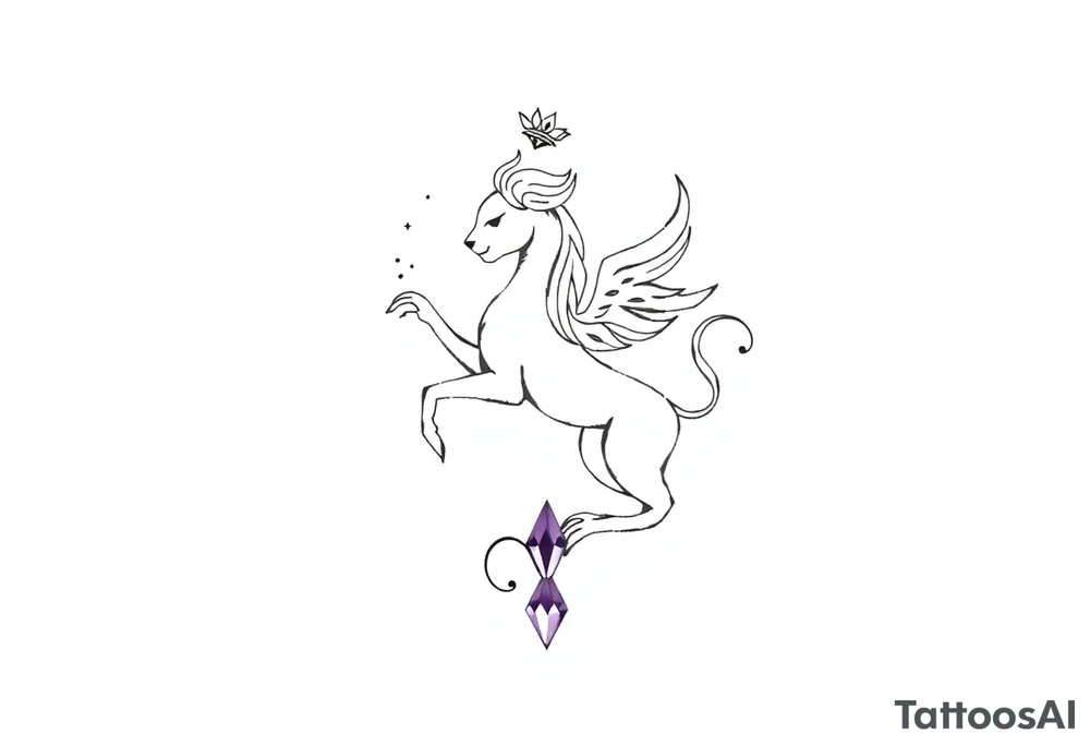 Zodiac sign Aquarius amethyst birthstone mother of 3 girls loves animals tattoo idea