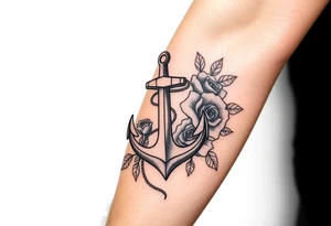 Anchor and roses half sleeve tattoo idea