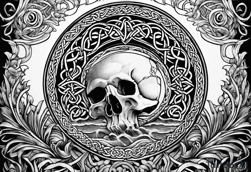 Celtic nautical scene, forearm, half sleeve tattoo idea