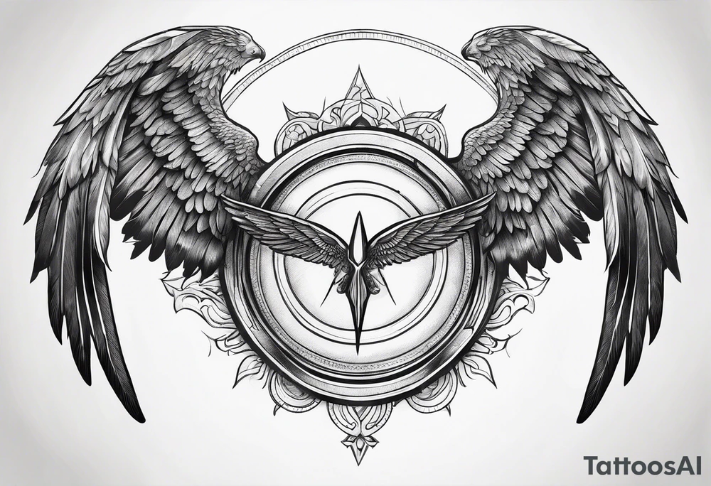 a pair of wings with a halo over them tattoo idea