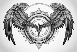 a pair of wings with a halo over them tattoo idea