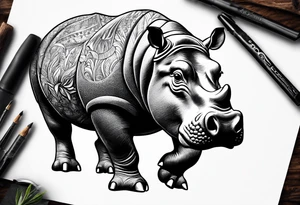 Hippopotamus tattoo idea