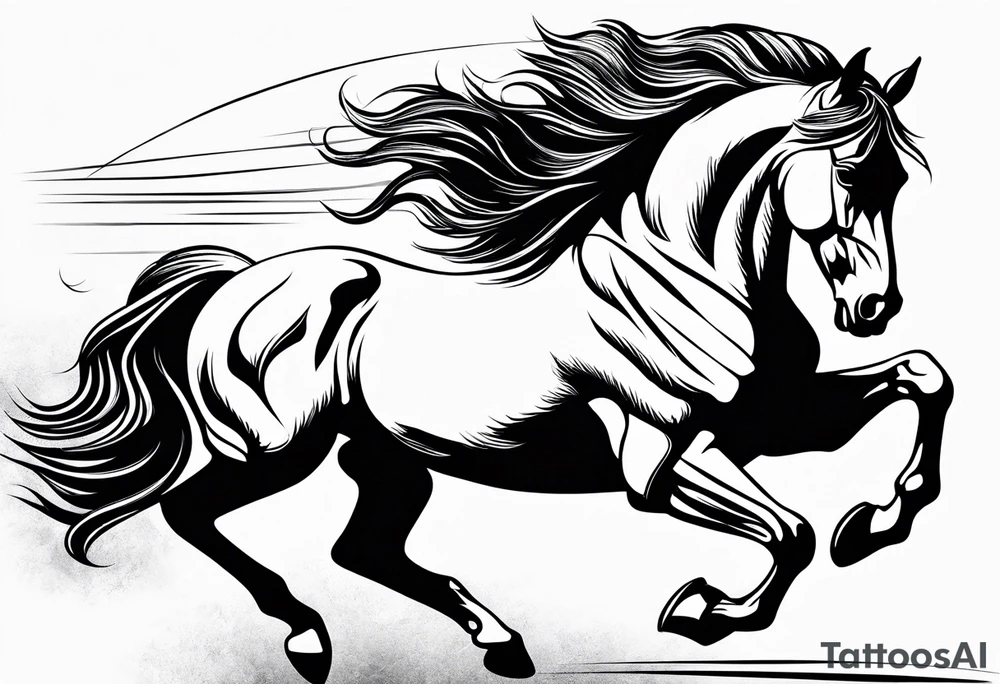 Horse drawn using simple lines tattoo idea