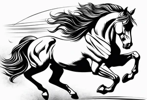 Horse drawn using simple lines tattoo idea