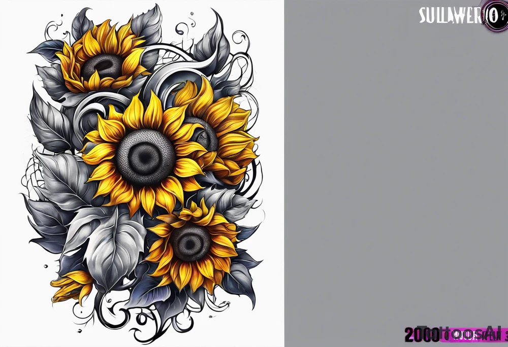 Sunflower viking sleeve tattoo idea