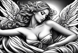 Angel laying down tattoo idea