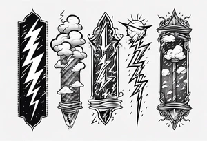 forearm sleeve lightning and clouds pattern tattoo idea