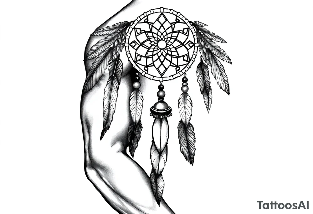 native dreamcatcher with flowing feathers and sacred beads tattoo idea native dreamcatcher with flowing feathers and sacred beads tattoo idea