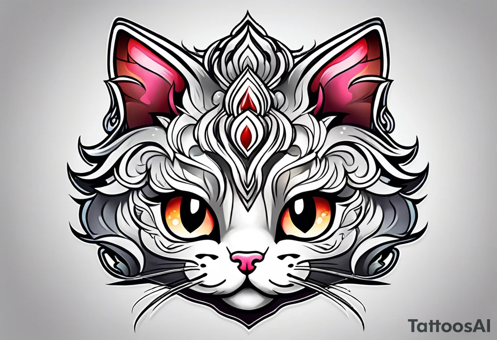 cute kitty face tattoo idea