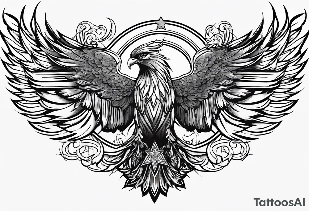 Christian, Phoenix, strong, shy , grey character tattoo idea