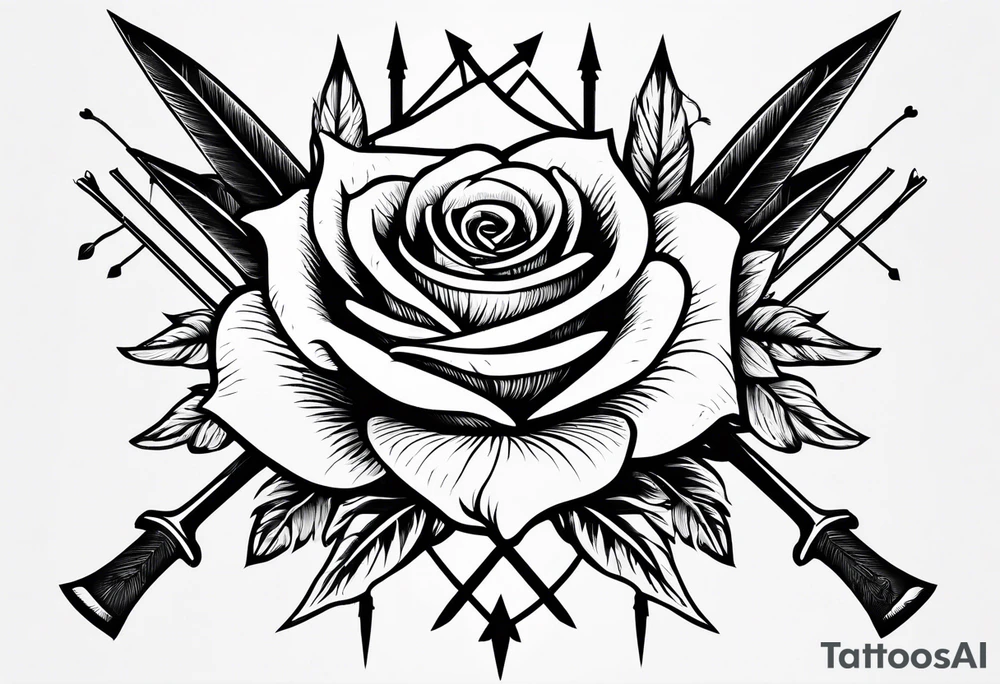 five arrows and a single rose tattoo idea