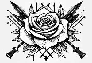 five arrows and a single rose tattoo idea