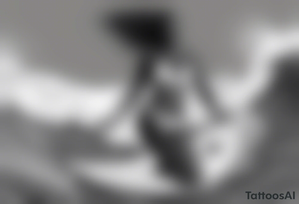 Black woman surfing tattoo idea