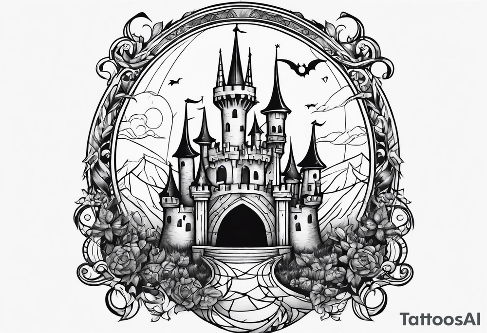 jack skellington and his castle tattoo idea