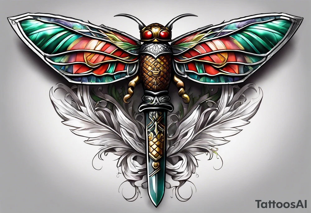 Sword going in to cicada tattoo idea