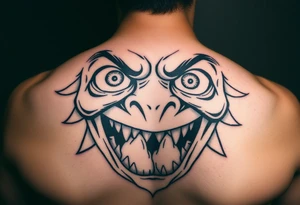 powerful faces with huge eyes and mouth with foamy mouth tattoo idea