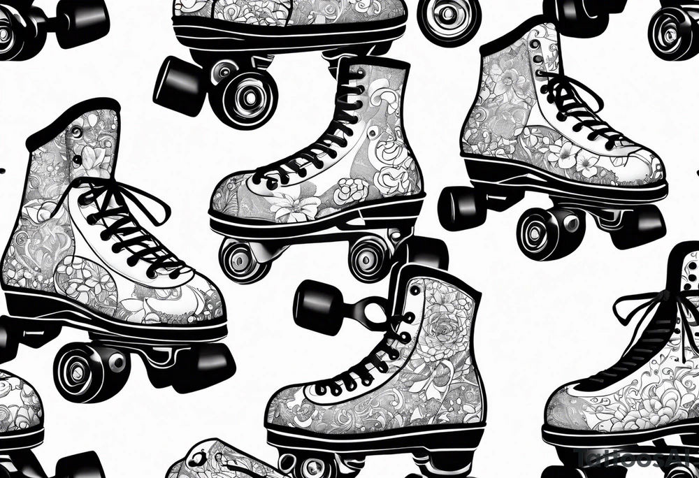 Rollerskates with music notes tattoo idea