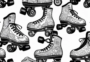 Rollerskates with music notes tattoo idea