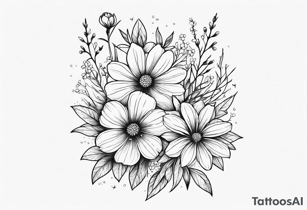 Wildflowers, smaller, vertical tattoo idea
