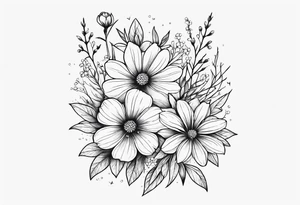 Wildflowers, smaller, vertical tattoo idea