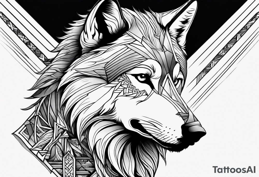 Wolf with mountain tattoo idea