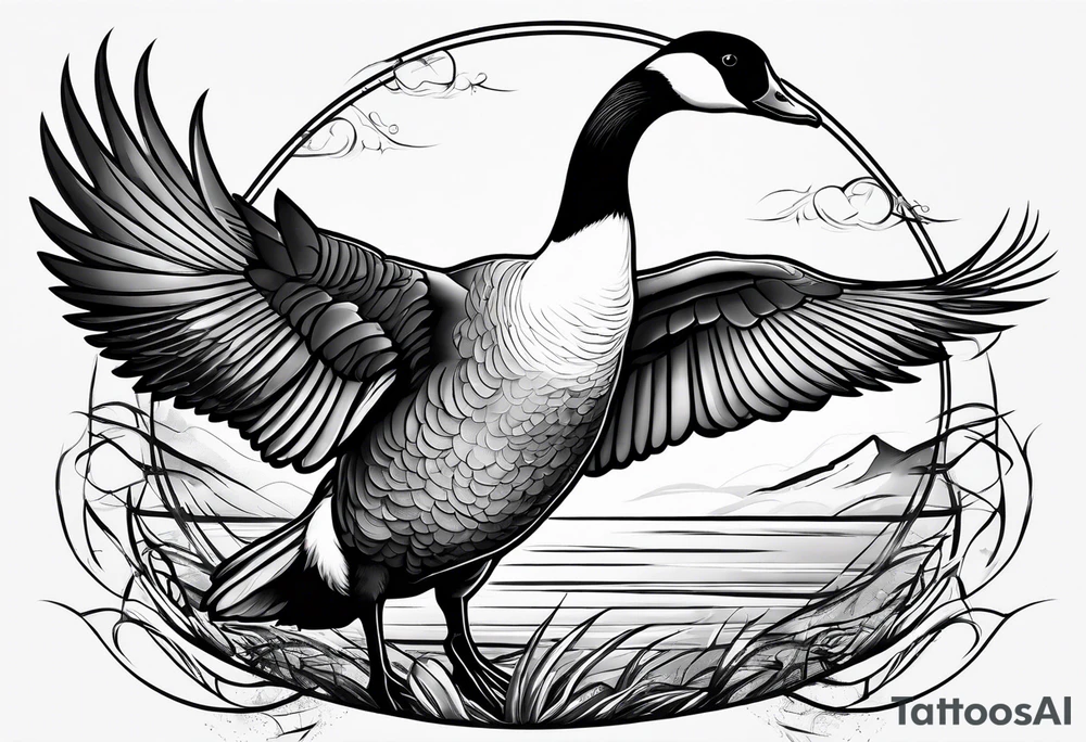 canadian goose shaking wings profile tattoo idea