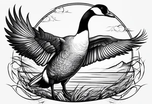 canadian goose shaking wings profile tattoo idea
