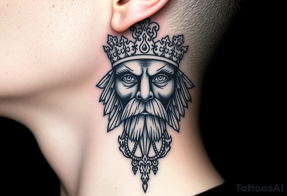 patriarch kiril head on the front of neck but in a way where it wont age poorly tattoo idea