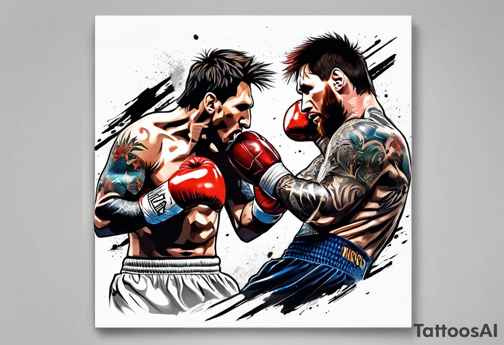 messi boxing against monkey tattoo idea