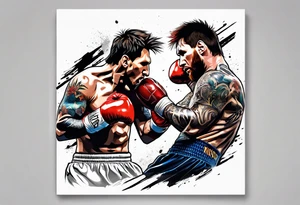 messi boxing against monkey tattoo idea