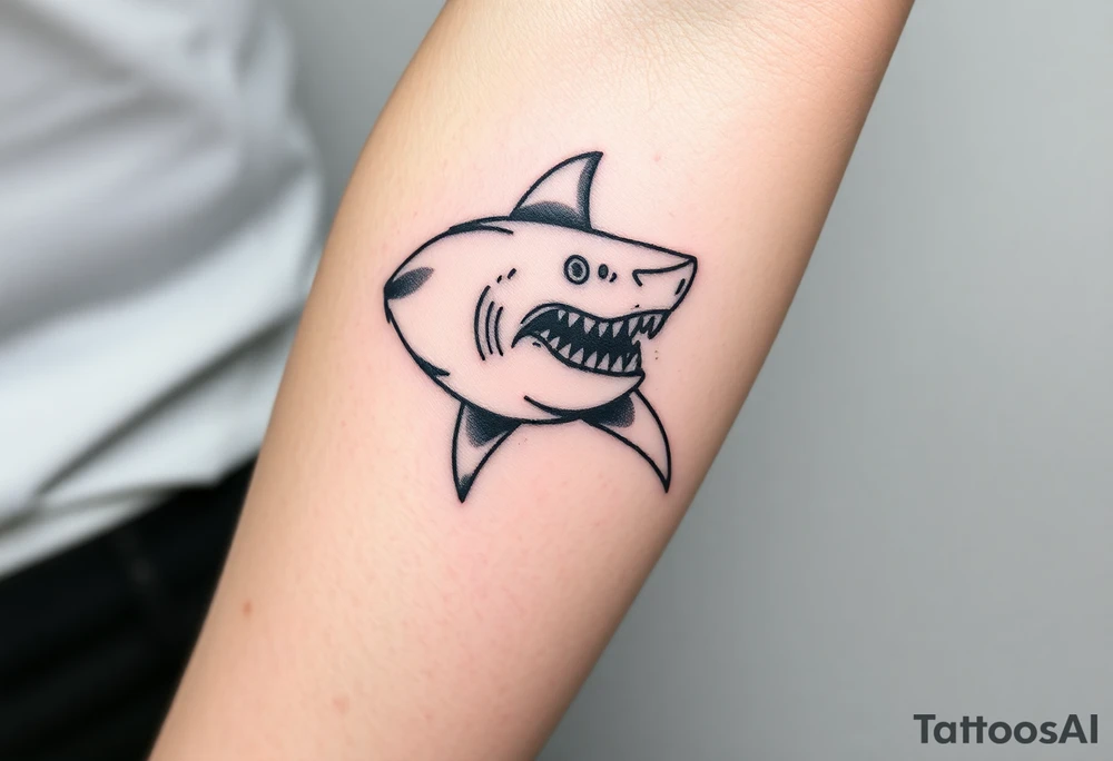 Masculine strong shark flowing forward in water tattoo idea