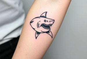 Masculine strong shark flowing forward in water tattoo idea