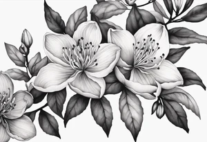 Azaleas, buds, leaves; curved design tattoo idea