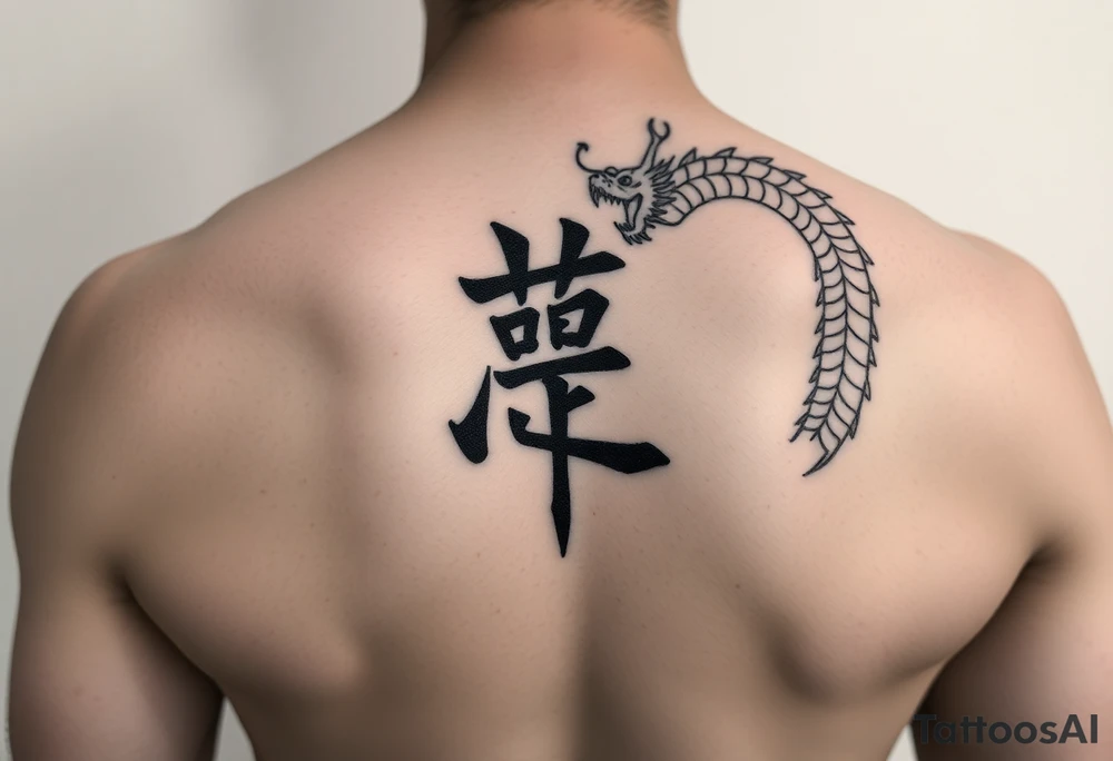 A Chinese word 九 combined to a Chinese dragon tattoo idea